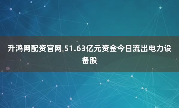 升鸿网配资官网 51.63亿元资金今日流出电力设备股